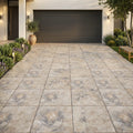 Ancient Castle Travertine Paver, Tumbled 24x24, 1.25 in — Front Yard driveway
