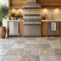 Ancient Castle Travertine Paver, Tumbled 24x24, 1.25 in — Outdoor Kitchen floor