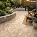 Ancient Castle Travertine Paver in Tumbled Finish, Size 6x6 — Backyard patio