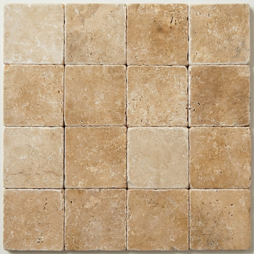 Ancient Castle Travertine Paver in Tumbled Finish, Size 6x6 close-up