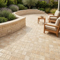 Ancient Castle Travertine Paver in Beige, Size 6x6 in — Backyard patio