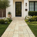 Ancient Castle Travertine Paver in Beige, Size 6x6 in — Front Yard walkway