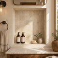 Ancient Castle Travertine Tile 4x4 Tumbled 3/8 inch — Bathroom niche