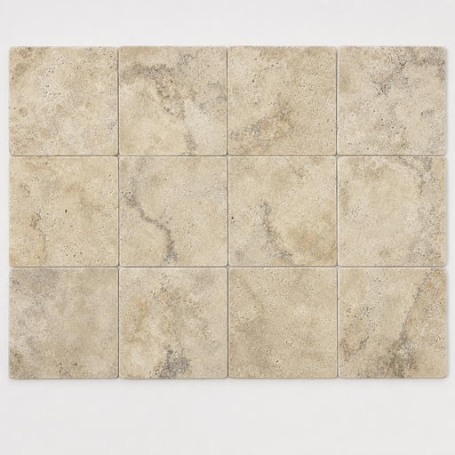 Ancient Castle Travertine Tile 4x4 Tumbled 3/8 inch close-up