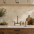 Ancient Castle Travertine Tile 4x4 Tumbled 3/8 inch — Kitchen backsplash