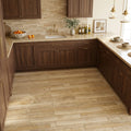 Ancient Castle Travertine Tile 6x32 Filled, Honed 6x36 — Kitchen floor
