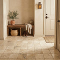 Ancient Castle Travertine Tile 6x6 Tumbled 3/8 inch — Mudroom floor