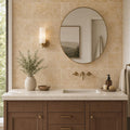 Angelica Gold 12x24 Honed Travertine Tile — Bathroom vanity wall