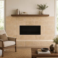 Angelica Gold 12x24 Honed Travertine Tile — Living Room fireplace surround