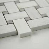 Angora Basketweave Pattern Polished 0.38 Inch Marble Mosaic Tile