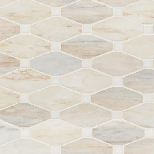 Angora Elongated Octagon Misc. Polished 0.38 Inch Marble Mosaic Tile
