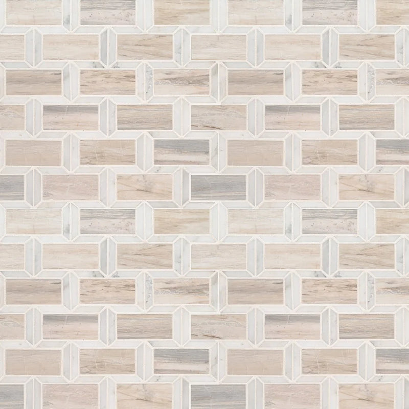 Angora Framework Pattern Polished 0.38 Inch Marble Mosaic Tile