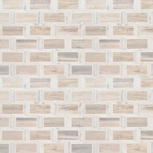 Angora Framework Pattern Polished 0.38 Inch Marble Mosaic Tile