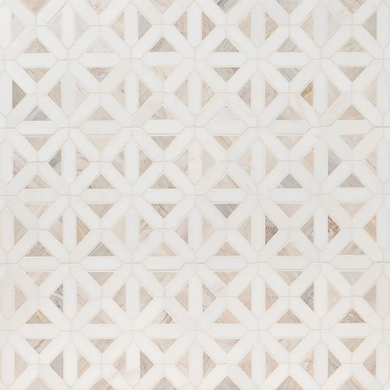 Angora Geometric Pattern Polished 0.38 Inch Marble Mosaic Tile
