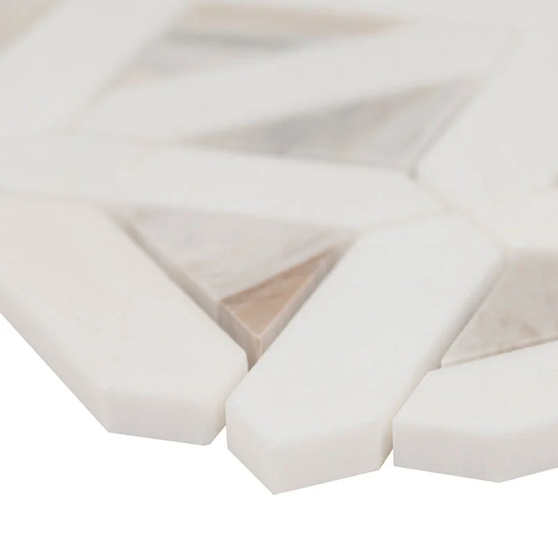 Angora Geometric Pattern Polished 0.38 Inch Marble Mosaic Tile