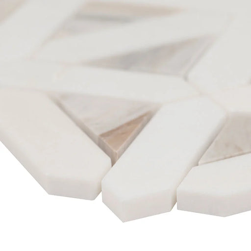 Angora Geometric Pattern Polished 0.38 Inch Marble Mosaic Tile