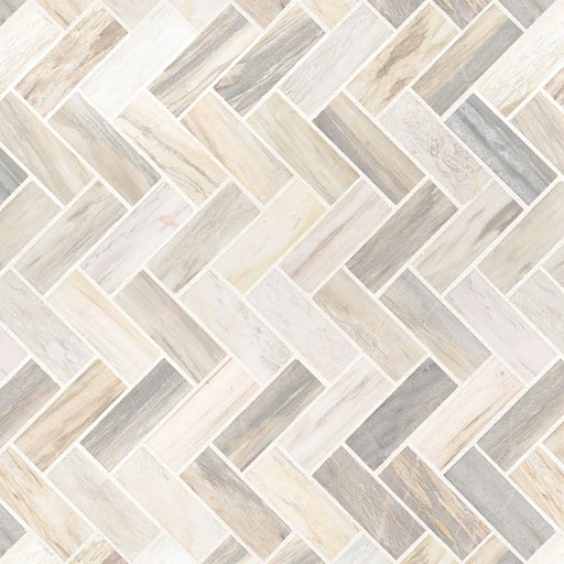 Angora Herringbone 1x3 Polished 0.38 Inch Marble Mosaic Tile
