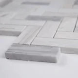 Angora Herringbone 1x3 Polished 0.38 Inch Marble Mosaic Tile