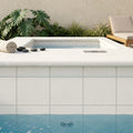 Antalya Cream Marble Leather (Sandblasted & Brushed) 12 x 12 x 1.25 Bullnose Coping 12x12 pool coping — Spa spa overhang edge