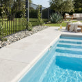 Antalya Cream Marble Leather (Sandblasted & Brushed) 12 x 12 x 1.25 Bullnose Coping 12x12 pool coping — Swimming Pool pool edge drop-face coping