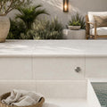 Antalya Cream Marble Leather (Sandblasted & Brushed) 12 x 24 x 1.25 Bullnose Coping 12x24 pool coping — Spa spa overhang edge
