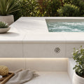 Antalya Cream Marble Leather (Sandblasted & Brushed) 12 x 24 x 1.25 Double Bullnose Coping 12x24 pool coping — Spa spa overhang edge