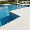 Antalya Cream Marble Leather (Sandblasted & Brushed) 12 x 24 x 2 Bullnose Coping 12x24 pool coping — Swimming Pool pool edge drop-face coping