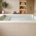 Antalya Cream Marble Leather (Sandblasted & Brushed) 12 x 24 x 2 Double Modern Coping 12x24 pool coping — Spa spa edge coping