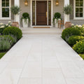 Antalya Cream Marble Leather (Sandblasted & Brushed) 16 x 24 x 1.25 Paver 16x24 — Front Yard front porch