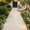 Antalya Cream Marble Leather (Sandblasted & Brushed) 16 x 24 x 1.25 Paver 16x24 — Garden path