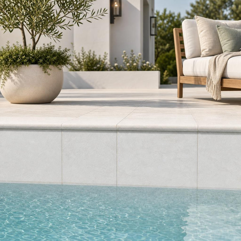 Antalya Cream Marble Leather (Sandblasted & Brushed) 16 x 24 x 2 Bullnose Coping 16x24 pool coping — Swimming Pool remodel pool edge