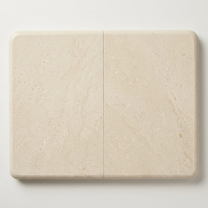 Antalya Cream Marble Leather (Sandblasted & Brushed) 16 x 24 x 2 Double Modern Coping 16x24 close-up