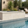 Antalya Cream Marble Leather (Sandblasted & Brushed) 16 x 24 x 2 Modern Coping 16x24 pool coping — Swimming Pool raised bond beam cap