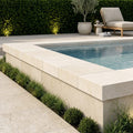 Antalya Cream Marble Leather (Sandblasted & Brushed) 24 x 24 x 2 4-SIDED Modern Coping 24x24 pool coping — Swimming Pool raised bond beam cap