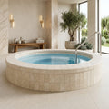 Antalya Cream Marble Leather (Sandblasted & Brushed) 4 x 12 x 2 Bullnose Coping 4x12 pool coping — Spa spa overhang edge