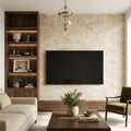Antico Onyx 12x24 Filled & Honed Travertine Tile — Living Room feature wall