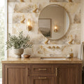 Antico Onyx 12x24 Filled & Polished Travertine Tile — Bathroom vanity wall