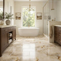 Antico Onyx 12x24 Filled & Polished Travertine Tile — Primary Bath floor