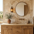 Antico Onyx 12x24 Tumbled Travertine tile — Bathroom vanity wall