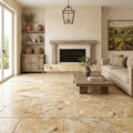 Antico Onyx 12x24 Tumbled Travertine tile — Living Room floor