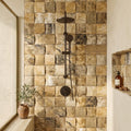 Antico Onyx 2x2 Round-Faced (CNC-Arched / Wavy) Travertine Mosaic — Bathroom shower wall