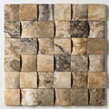 Antico Onyx 2x2 Round-Faced (CNC-Arched / Wavy) Travertine Mosaic close-up