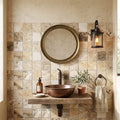 Antico Onyx 2x2 Tumbled Travertine Mosaic — Powder Room wall