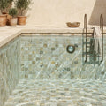 Antico Onyx 2x2 Tumbled Travertine Mosaic — Swimming Pool pool interior tiling
