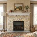 Antico Onyx 3x6 Tumbled Travertine Tile — Living Room fireplace surround