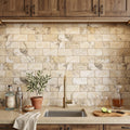 Antico Onyx 3x6 Tumbled Travertine Tile — Wet Bar backsplash