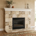 Antico Onyx 6x6 Tumbled Travertine Tile — Living Room fireplace surround