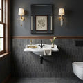 Antico Scuro Marble Tile 3x15 Honed 3/8 inch 3x12 — Powder Room wainscot