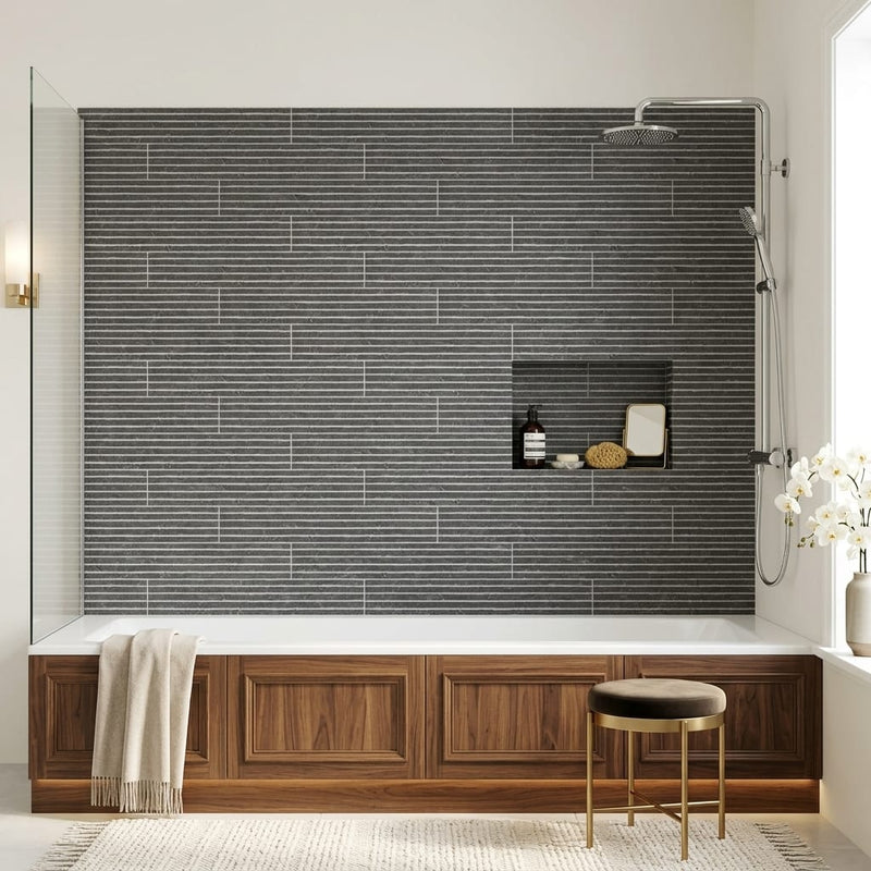 Antico Scuro Marble Tile 4x20 5/8 inch 4x24 — Bathroom tub surround