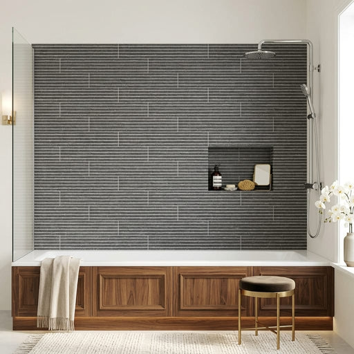 Antico Scuro Marble Tile 4x20 5/8 inch 4x24 — Bathroom tub surround